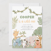 Invitation Watercolor Jungle Party Safari Anniversaire (Devant)