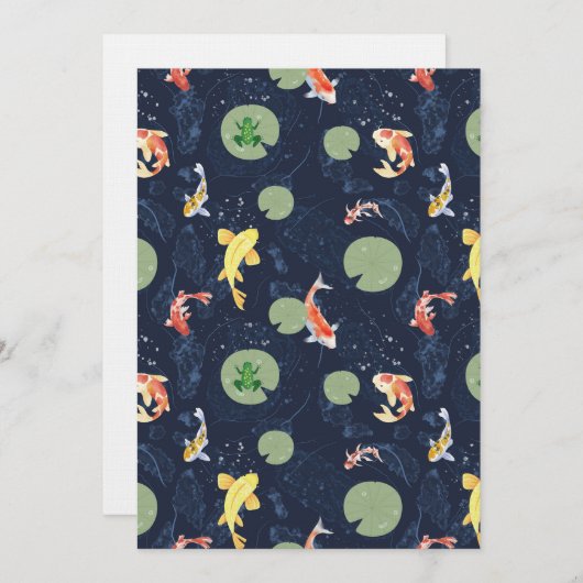Invitation Watercolor Koi Fish Pond Seamless Pattern (Devant / Derrière)