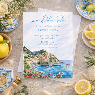 Invitation Watercolor La Dolce Vita Italian Bridal Shower 
