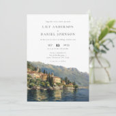 Invitation Watercolor Lake Côme QR Code Mariage italien (Debout devant)
