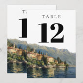 Invitation Watercolor Lake Côo Italie Numéro de tableau (Devant / Derrière)