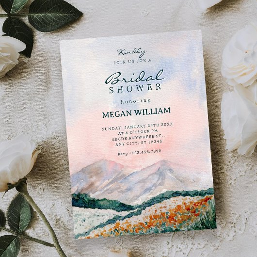 Invitation Watercolor landscape nature bridal shower