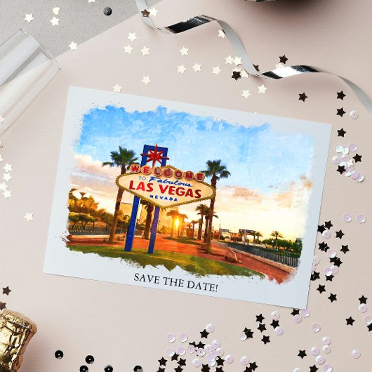 Invitation Watercolor Las Vegas Sign Wedding Save The Date