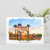 Invitation Watercolor Las Vegas Sign Wedding Save The Date (Debout devant)