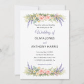 Invitation Watercolor Lavender Eucalyptus Rose Wedding (Devant)