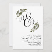 Invitation Watercolor Leaf Branche verdure Jardin Mariage (Devant)
