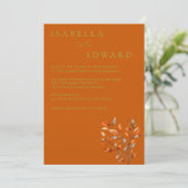 Invitation Watercolor Leaves Burnt Orange Wedding (Debout devant)