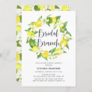 Invitation Watercolor Lemon Blossom Wreath Bridal Brunch