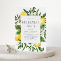 Watercolor Lemon Frame Botanical Retraite Party