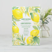 Invitation Watercolor Lemon Garden Fête d'anniversaire (Debout devant)