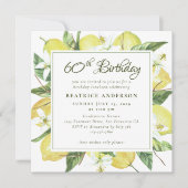 Invitation Watercolor Lemon Wreath 80th Birthday Brunch (Devant)