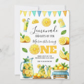 Invitation Watercolor Lemonade Stand 1ère fête d'anniversaire (Devant)