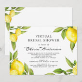 Invitation Watercolor Lemons Fête des mariées virtuelle par c (Devant / Derrière)