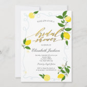 Invitation Watercolor Lemons Frame Bridal Shower  (Devant)