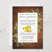 Invitation Watercolor Lemons Photo Mariage bois (Devant)