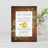 Invitation Watercolor Lemons Photo Mariage bois (Debout devant)
