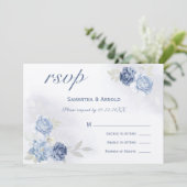 Invitation Watercolor Light Blue Floral Wedding RSVP (Debout devant)