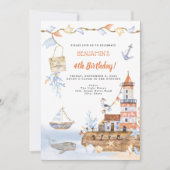 Invitation Watercolor Light House Nautique 4e anniversaire (Devant)