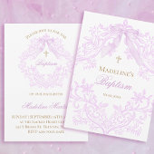 Invitation  watercolor lilac bow Baptism
