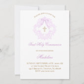 Invitation watercolor lilac crest First Holy Communion (Dos)