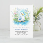 Invitation Watercolor Little Duck Boy Baby shower (Debout devant)