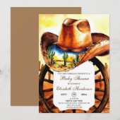 Invitation Watercolor Little Rodeo Cowboy Baby shower (Devant / Derrière)