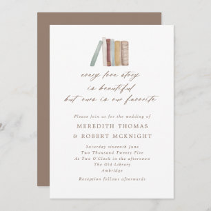 Invitation Watercolor Livres Chaque histoire d'amour Mariage