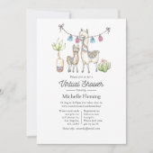 Invitation Watercolor Llama thème Baby shower virtuel (Devant)