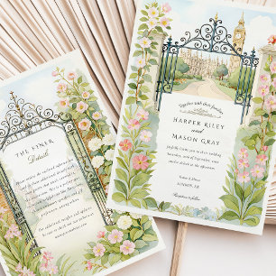 Invitation Watercolor London Garden Gates Mariage