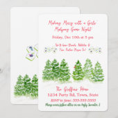 Invitation Watercolor MAHJONG Holiday Winter Trees (Devant / Derrière)