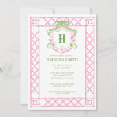 Invitation Watercolor Mahjong Monogram Crest Bamboo Party (Devant)