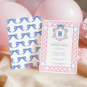 Invitation Watercolor Mahjong Monogram Crest Bamboo Party