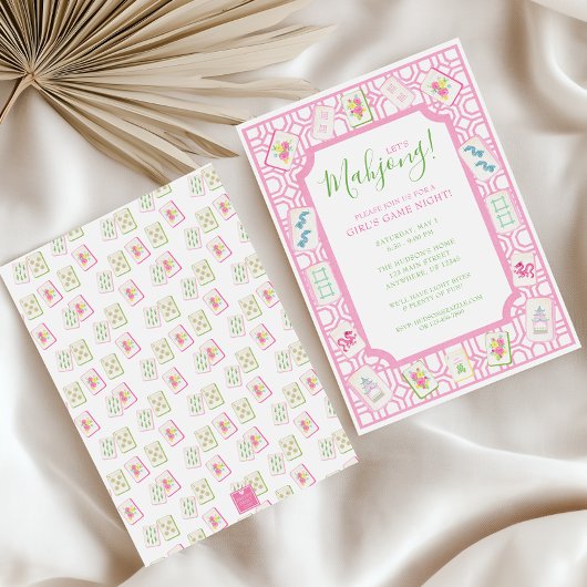 Invitation Watercolor Mahjong Tiles Party