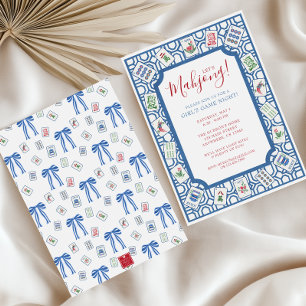 Invitation Watercolor Mahjong Tiles Party