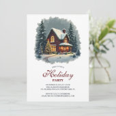 Invitation Watercolor Maison d'hiver Nouvel An Fête (Debout devant)