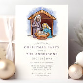 Invitation Watercolor Manger Nativité Scène Noël Fête