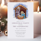 Invitation Watercolor Manger Nativité Scène Noël Fête