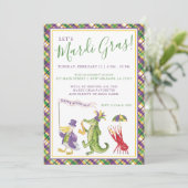 Invitation Watercolor Mardi Gras Animal Parade Party (Debout devant)