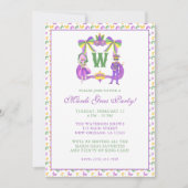 Invitation Watercolor Mardi Gras Monogram Crest Party (Devant)