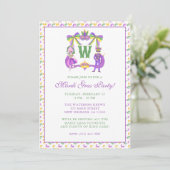 Invitation Watercolor Mardi Gras Monogram Crest Party (Debout devant)
