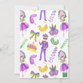 Invitation Watercolor Mardi Gras Monogram Crest Party (Dos)