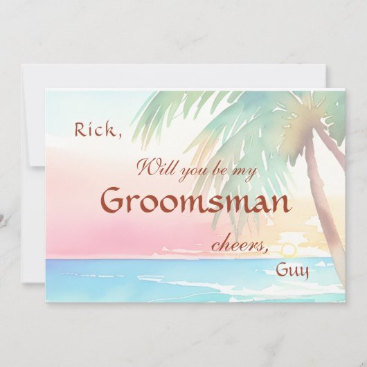 Invitation Watercolor Mariage de plage tropicale (Devant)