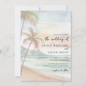 Invitation Watercolor Mariage de plage tropicale (Devant)