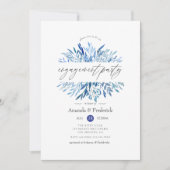 Invitation Watercolor Marine Indigo Feuille Engagement Party (Devant)