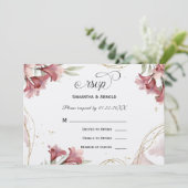 Invitation Watercolor Maroon Floral Wedding RSVP (Debout devant)