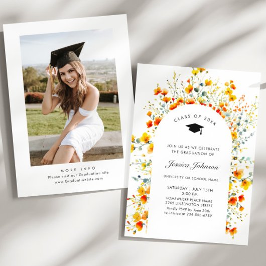 Invitation Watercolor Meadow Fleur sauvage Boho Graduation Pa