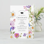 Invitation Watercolor Meadow Fleur sauvage Boho Graduation Pa (Debout devant)