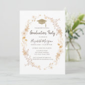 Invitation Watercolor Meadow Flowers Glitter Cap Graduation  (Debout devant)