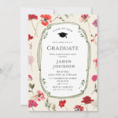 Invitation Watercolor Meadow Wildflower Boho Graduation Party (Devant)