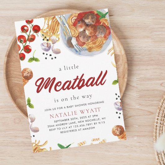 Invitation Watercolor Meatball Baby shower italien